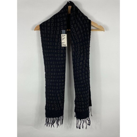 Vintage Fendi Foulard Fendi Roma Monogram Wool/Silk Scarf Made in Italy F302 - Picture 7 of 8